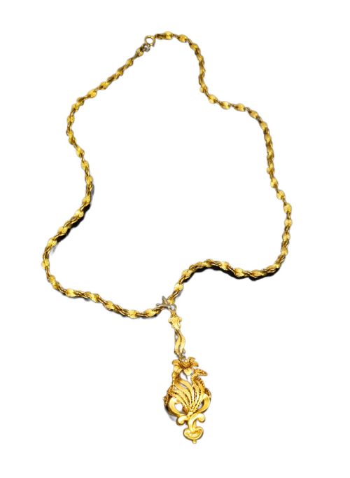 fig 1. 1820’s Georgian pinchbeck gold torpedo chandelier pendant decorated with cannetille and filigree