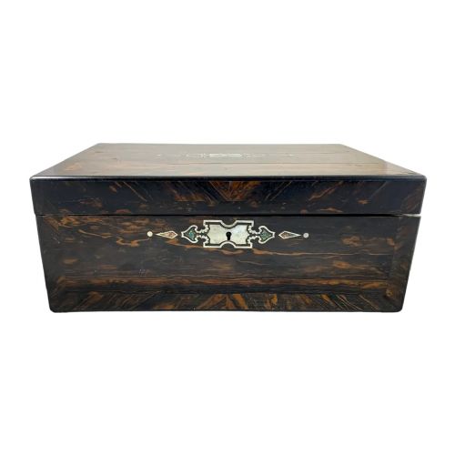 fig 1. Victorian huge coromandel writing slope mother-of-pearl inlay, fitted handles