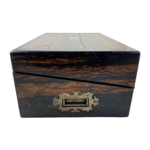 fig 2. Victorian huge coromandel writing slope mother-of-pearl inlay, fitted handles