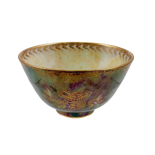 Handmade 1920'S Daisy Makeig-jones for Wedgwood Miniature Blue/green Fairyland Lustreware Bowl, Tibetan Dragon Motif