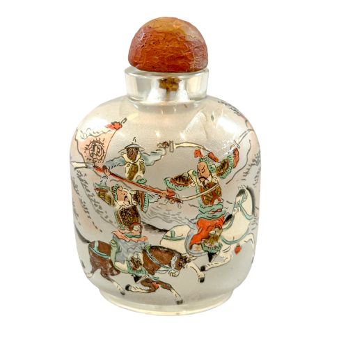 Chinese Qing Dynasty Yong Shoutian Inside Painted Glass Snuff Bottle "Romance of the Three Kingdoms"