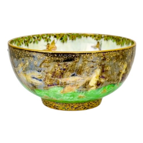 Handmade Antique Daisy Makeig Jones “Leapfrogging Elves” Fairyland Lustre Bowl, 14 Cm / 5.5”