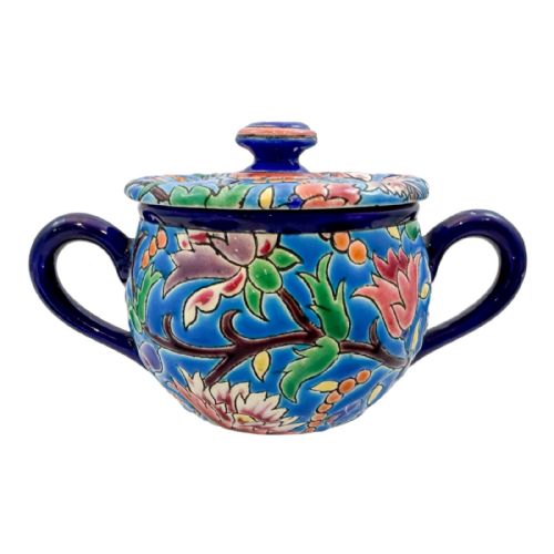 fig 2. Art Deco Longwy French cloisonné faience enamel pottery tea set, Japanese design, pattern D5685