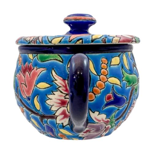 fig 3. Art Deco Longwy French cloisonné faience enamel pottery tea set, Japanese design, pattern D5685