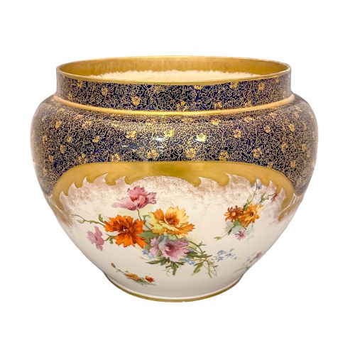 Victorian Royal Doulton Cachepot / Planter / Jardiniere in Floral Foliate Imari Design