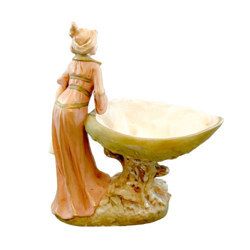fig 1. Royal Dux Art Nouveau figural epergne / posy holder figurine of young woman and frog, model 1048