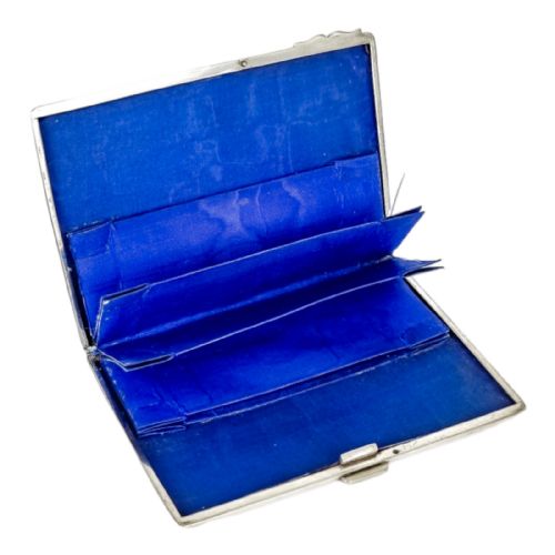 fig 1. Antique Victorian Chester sterling silver large silk concertina card case, engraved with scrolls