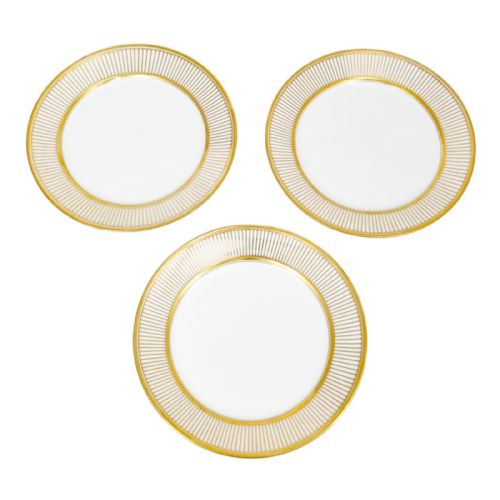 Antique 1830’S French Empire Old Paris Porcelain Set of 3 Gilded Side / Dessert Plates, Jean-pierre Feuillet