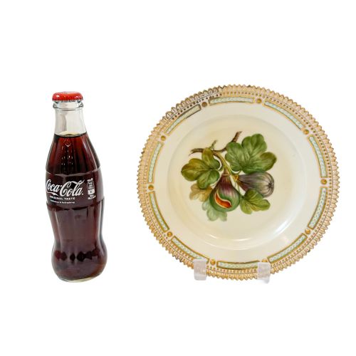 fig 1. 1920's Royal Copenhagen hand-painted Flora Danica Fig dinner plate with gold plated rim