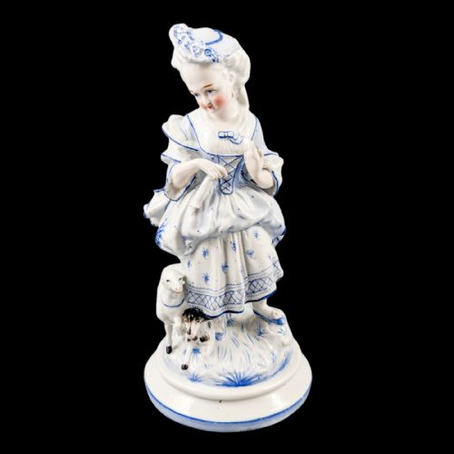 19th Century German Glazed Porcelain Figurine of a Shepherdess by Conta & Boehme