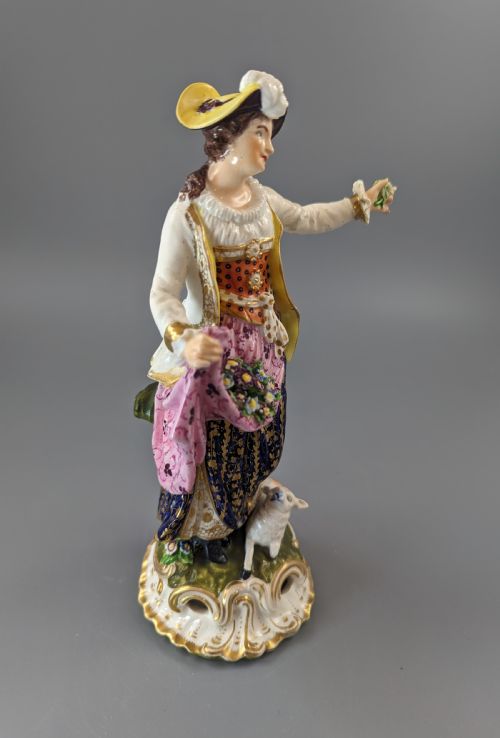 fig 4. Antique Georgian Derby porcelain figurine of a shepherdess, c.1830, Bloor period