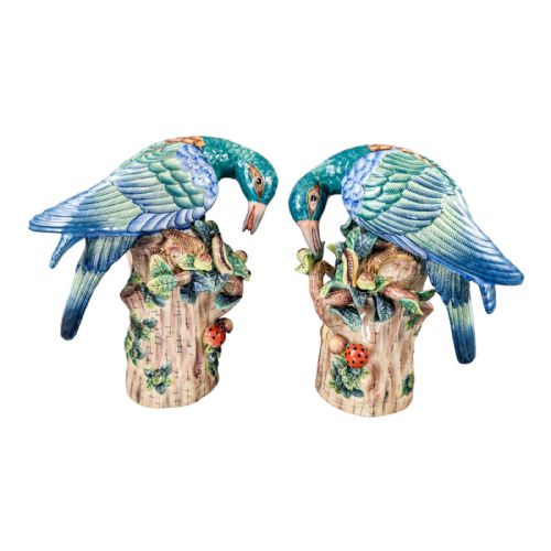 Manner of Sevres, Large Pair of Porcelain Bird Figurines