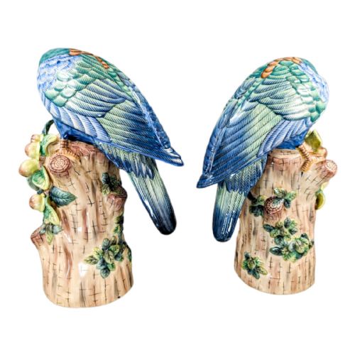 fig 1. Manner of Sevres, large pair of porcelain bird figurines