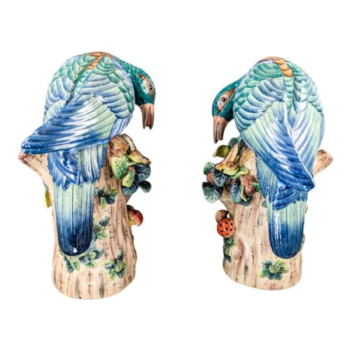 fig 2. Manner of Sevres, large pair of porcelain bird figurines