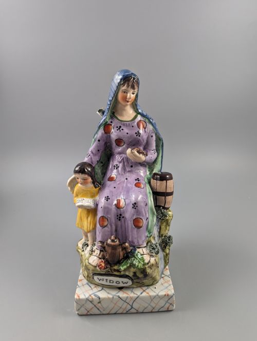 The Widow of Zarephath Staffordshire Pottery Figure, 9"