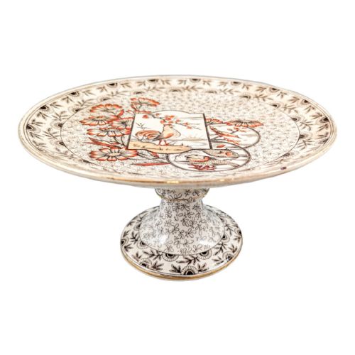 Antique Ridgway Decorative Cake Stand Tazza in Devonshire Pattern, C. 1885