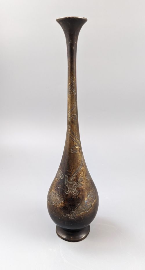 Antique Japanese Bronze Vase, Meiji Period, Late 19th Century