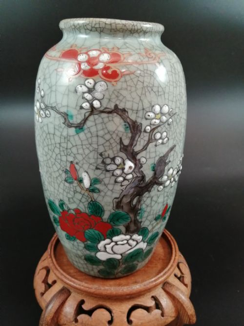 Crackle Glaze Enameled Chinese Vase, Circa 1900.