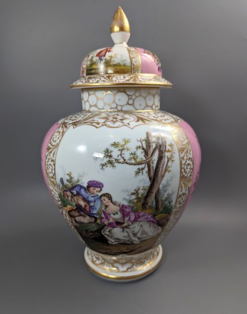 fig 3. Dresden porcelain covered vase, Helena Wolfson style, c. 1880