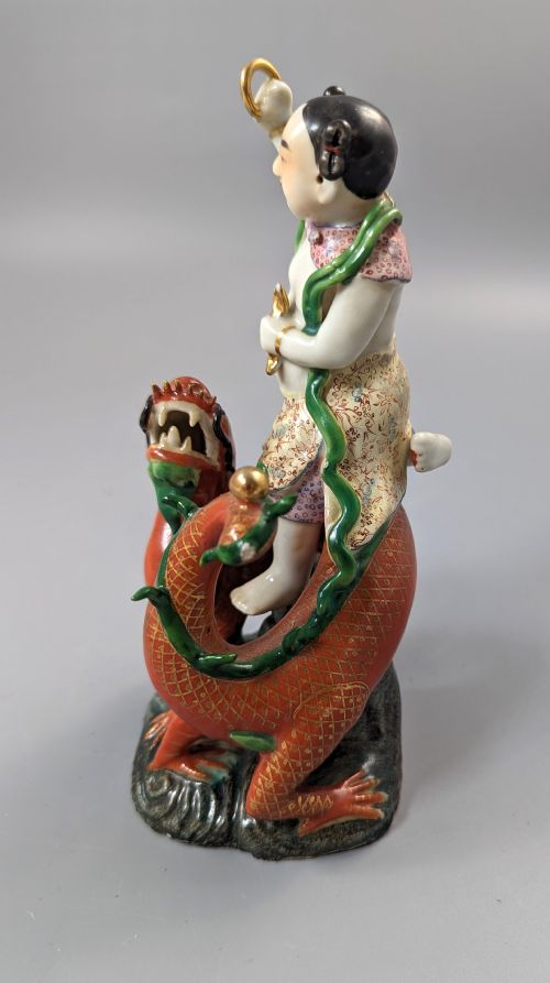 CHINESE FAMILLEROSE FIGURE OF NEZHA C19 TH - ADDITIONAL PHOTO 4