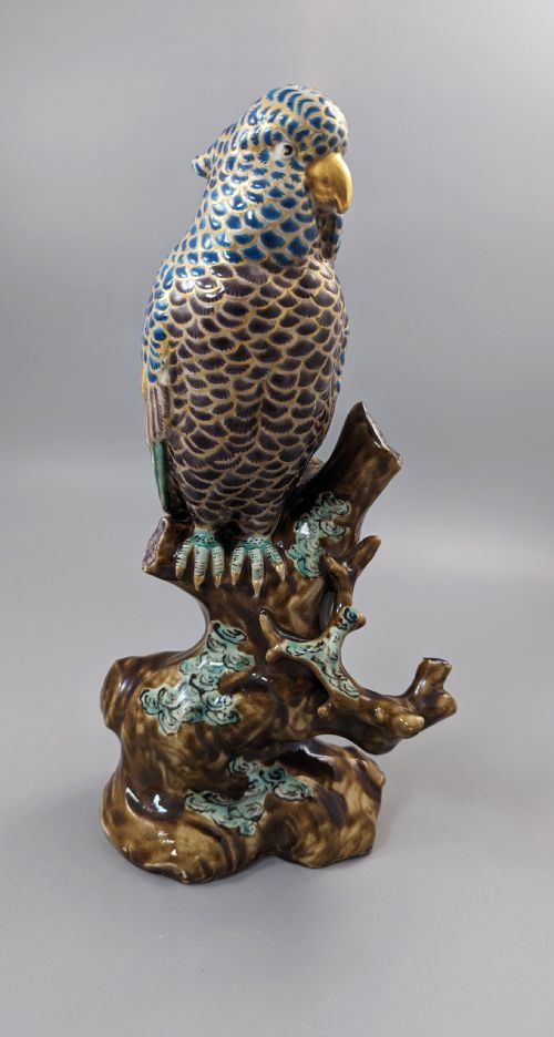 fig 2. Japanese Meiji period Kutani enamelled porcelain parrot