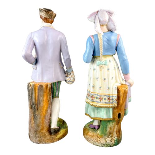 fig 2. Antique French 1870's Louis Philippe Limoges bisque porcelain figural pair of young man and woman