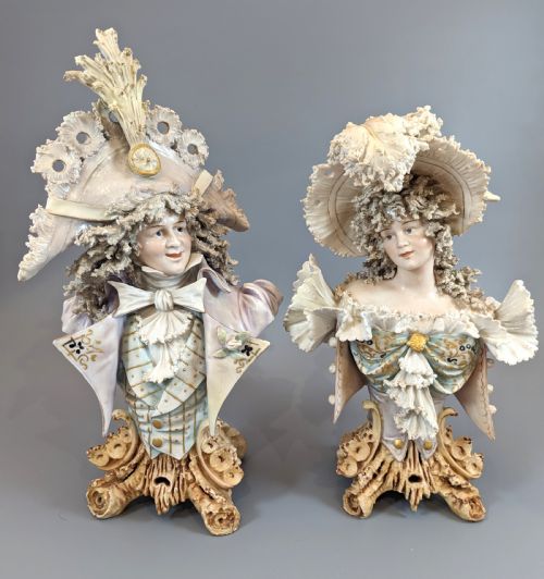 A Pair of Stellmacher Porcelain Busts , Turn-teplitz, Bohemia, Austria, Circa 1900.