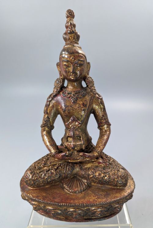 A   Gilt Bronze, Lacquered  Figure of Amitayus,tibet, 18 Th.century
