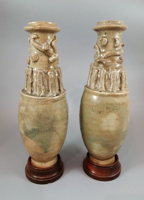 fig 1. Couple of Antique Chinese Celadon Funeral Vases, Song Dynasty (960 to 1279).