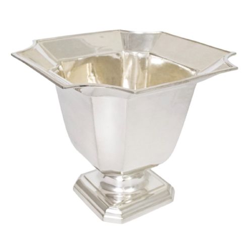Antique Art Deco Sterling Silver Flared Octagonal Pedestal Vase / Small Wine Cooler / Ice Bucket