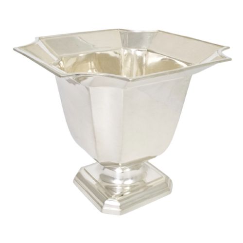 fig 1. Antique Art Deco sterling silver flared octagonal pedestal vase / small wine cooler / ice bucket