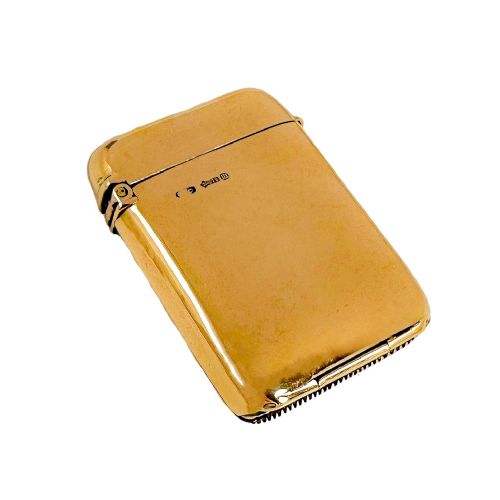 Antique Edwardian 9 Ct Solid Yellow Gold Vesta Match Case, Ramsden & Carr, 1907