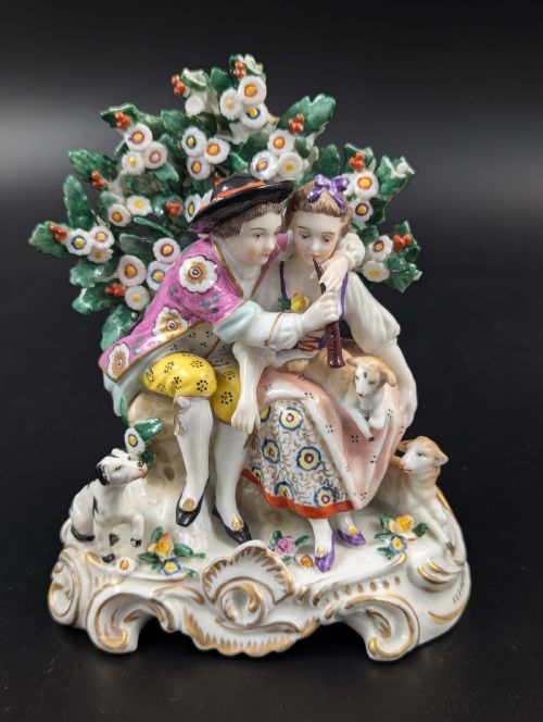 Antique Samson Style Porcelain Figurine “Music Lesson”, 19th Century.