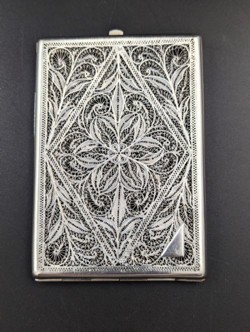 19th Century Silver Filigree Card(cigarette) Case