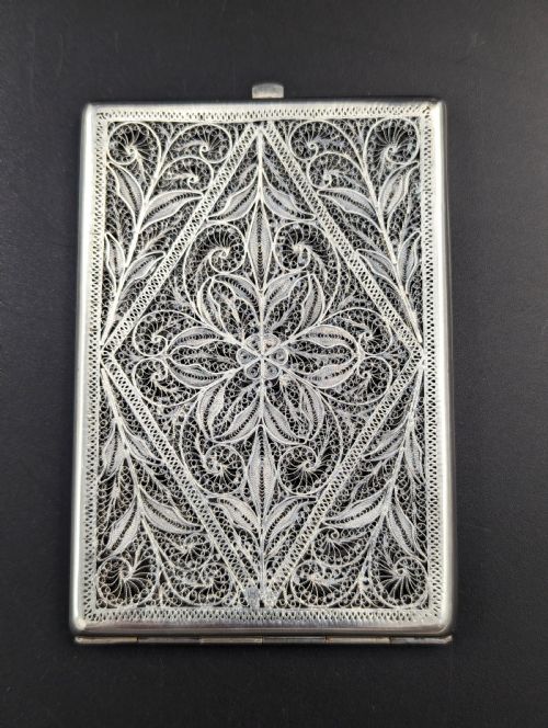 fig 1. 19th century silver filigree card(cigarette) case