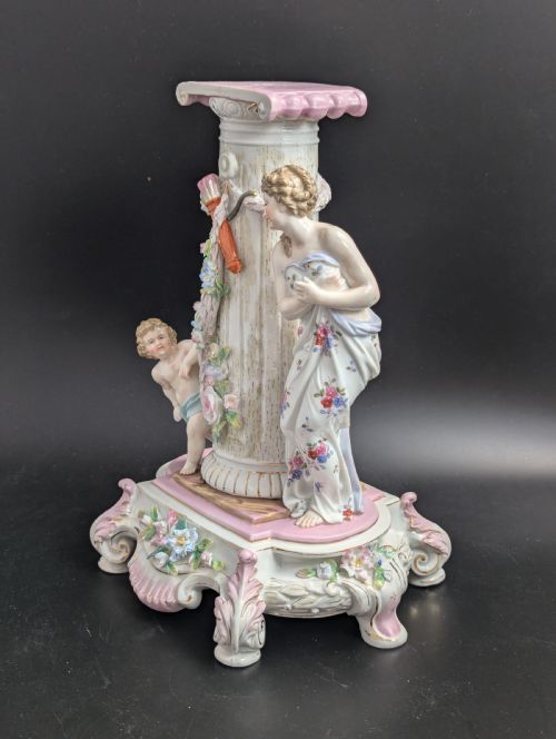 fig 1. Antique figurine of Cupid and Venus, Volkstedt porcelain, mid 19th century