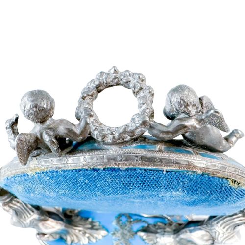 19TH CENTURY FRENCH SILVER DEPOSIT BLUE GROUND PORCELAIN DRESSING MIRROR BY JEAN GILLE - ADDITIONAL PHOTO 2