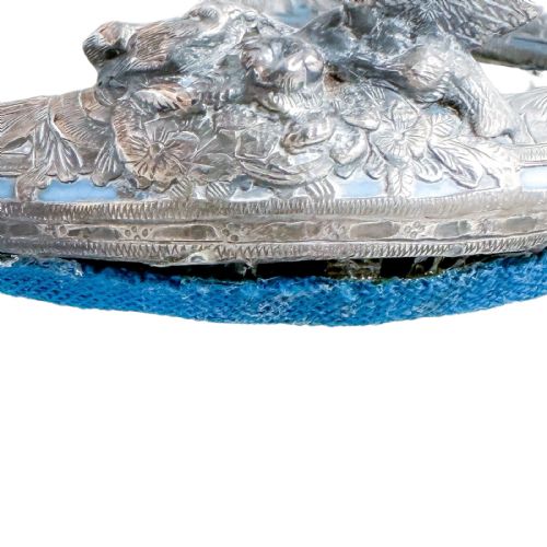 19TH CENTURY FRENCH SILVER DEPOSIT BLUE GROUND PORCELAIN DRESSING MIRROR BY JEAN GILLE - ADDITIONAL PHOTO 3
