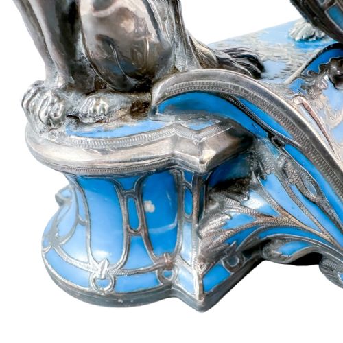 19TH CENTURY FRENCH SILVER DEPOSIT BLUE GROUND PORCELAIN DRESSING MIRROR BY JEAN GILLE - ADDITIONAL PHOTO 4