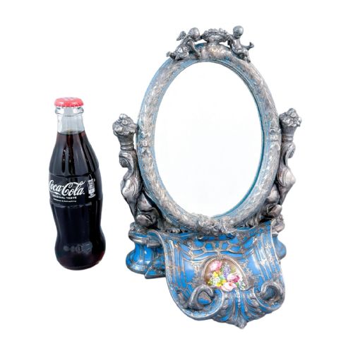 19TH CENTURY FRENCH SILVER DEPOSIT BLUE GROUND PORCELAIN DRESSING MIRROR BY JEAN GILLE - ADDITIONAL PHOTO 6