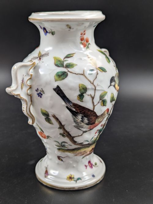 fig 2. Vienna porcelain with bindenschild beehive mark - Rothschild pattern vase with birds