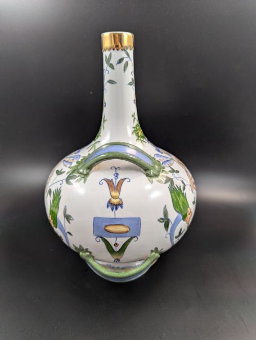 ANTIQUE FRENCH ARMONIAL DOUBLE HANDLED FAIENCE FLASK 19TH CENTURY - ADDITIONAL PHOTO 2