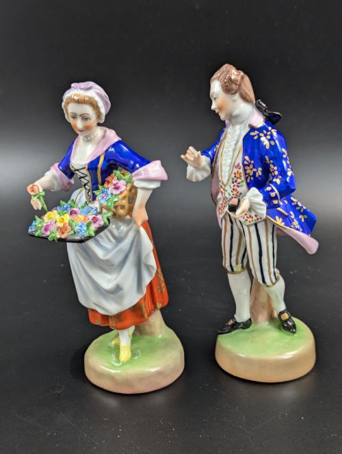 fig 1. Pair of antique porcelain figurines, Dresden, Potschappel, early 20th century