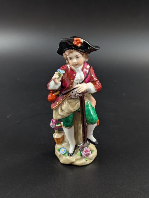 Lovely Early 20th Century Sitzendorf Porcelain Figurine of a Young Gardener.