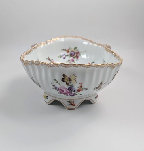 Helena Wolfsohn, Dresden, Large Hand-painted Footed Bowl, C. 1870