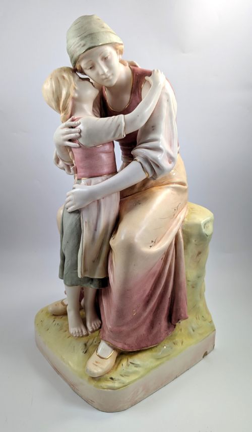 Antique Figurine "Secret of the Child," Royal Dux by Alois Hampel, C. 1919