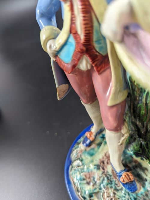 ROYAL WORCESTER MAJOLICA GIRL AND BOY FIGURINES C 1876 RARE - ADDITIONAL PHOTO 7