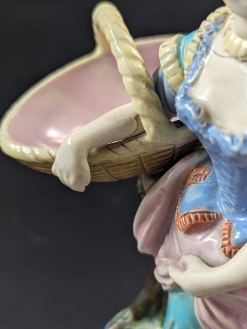 ROYAL WORCESTER MAJOLICA GIRL AND BOY FIGURINES C 1876 RARE - ADDITIONAL PHOTO 10