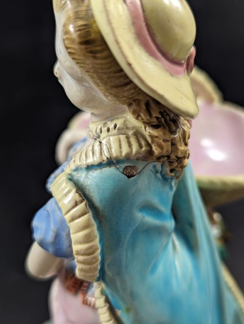 ROYAL WORCESTER MAJOLICA GIRL AND BOY FIGURINES C 1876 RARE - ADDITIONAL PHOTO 11