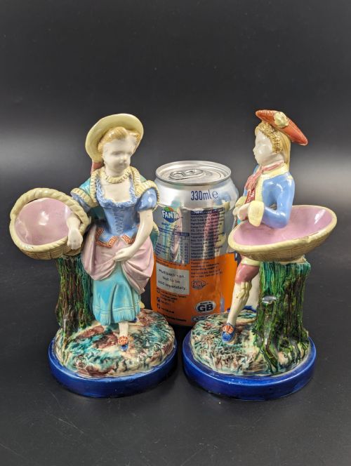 ROYAL WORCESTER MAJOLICA GIRL AND BOY FIGURINES C 1876 RARE - ADDITIONAL PHOTO 15